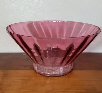 Fenton Art Glass Cranberry Rippled Bowl