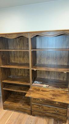 Drop Front Bookshelf Cabinet