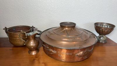 Greek Copper Rondeau Pot & Other Copper Collectibles