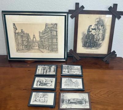 Eastgate Clock in Chester England Etching Print & More