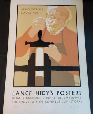 ARNO WERNER BOOKBINDER POSTER SIGNED BY LANCE HIDY