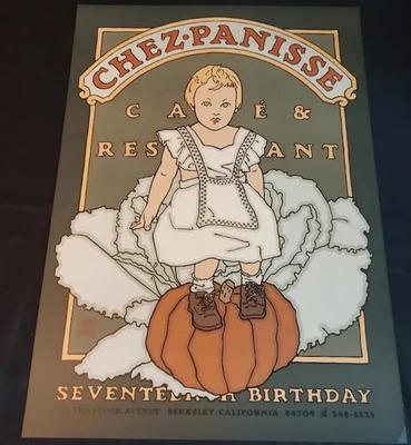 CHEZ PANISSE BIRTHDAY CELEBRATION LITHOGRAPH POSTER BY DAVID LANCE GOINES
