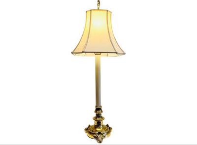 Sale Photo Thumbnail #78: Brass Table Lamp With Scalloped Shell Footed Base, Matching Finial, & Linen Shade