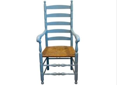 Sale Photo Thumbnail #67: Vintage Ladderback Arm Chair With Rush Seat
