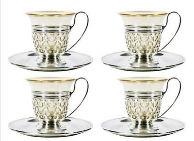 Sale Photo Thumbnail #21: Sterling Silver Reticulated Cup Sleeves, Matching Saucers & Lenox Porcelain Espresso Liners