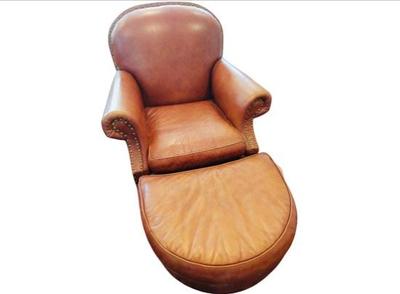 Sale Photo Thumbnail #9: Leather Chair With Matching Ottoman