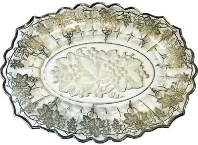 Sale Photo Thumbnail #24: Sterling Silver Overlay On American Glass - Intaglio Grapes & Vine Design With Detailed Silver Workmanship