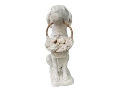 Sale Photo Thumbnail #29: Cast Dog with Basket - Concrete Garden Statuary