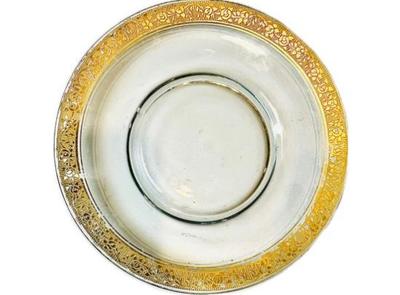 Sale Photo Thumbnail #152: American Glass Gold Rimmed Plate - Rambler Rose Pattern By Glastonbury