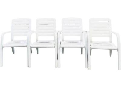 Sale Photo Thumbnail #195: Four Stackable Plastic Outdoor Arm Chairs