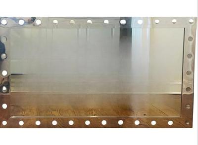 Sale Photo Thumbnail #41: Large Contemporary Chrome Mirror With Broadway Inspired Marquis Style Frame