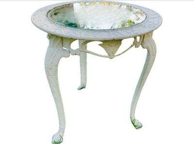 Sale Photo Thumbnail #37: Cast Iron & Glass Top Side Table
