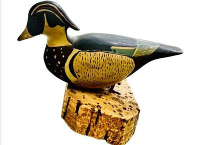 Sale Photo Thumbnail #156: Miniature Decoy Figure - Drake Duck On Cork Base