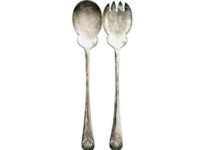 Sale Photo Thumbnail #88: Silver Plate Salad Servers With Scallop Shell Motif On Handle - Hallmarked