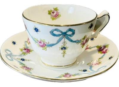 Sale Photo Thumbnail #104: English Crown Staffordshire Porcelain Cup & Saucer