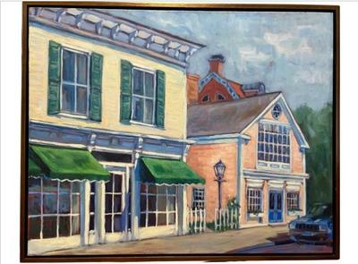 Sale Photo Thumbnail #17: Original Oil Painting By Darien Artist, Britt Bair - Entitled "Green Awnings"