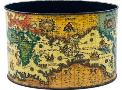 Sale Photo Thumbnail #197: Vintage Mail Holder With Map Design - Oval Shape