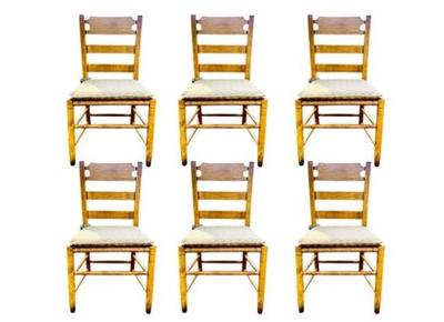 Sale Photo Thumbnail #6: Ethan Allen Farmhouse Ladderback Dining Chairs With Rush Seat And Cushions (6 Chairs)