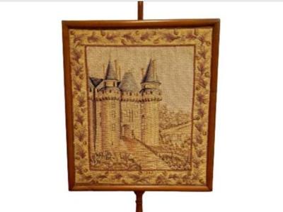 Sale Photo Thumbnail #7: Federal Style Needlepoint Fire Screen - Adjustable Stand