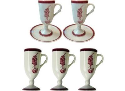 Sale Photo Thumbnail #95: Collectible! "Flaming Brulot Diabolique" Cups & Saucers - Signed "New Orleans, LA - Loubat Vitrified"
