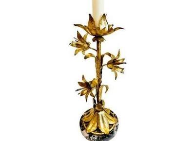 Sale Photo Thumbnail #33: Vintage Italian Toleware Gilt Table Lamp With Marble Base - Elegant Piece