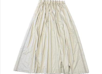 Sale Photo Thumbnail #162: One PAIR Pinch Pleated Curtains - Light Beige With Coordinating Trim - Sateen Lined