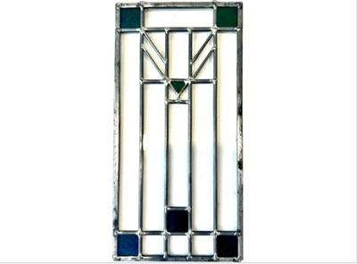 Sale Photo Thumbnail #144: Hand Made Stained Glass - Clear & Colored Glass - Mission Period Design In The Style Of Frank Lloyd Wright
