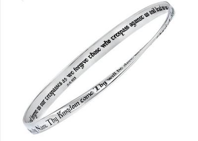 Sale Photo Thumbnail #174: Sterling Silver Bangle Bracelet Engraved With The Lord's Prayer - Signed