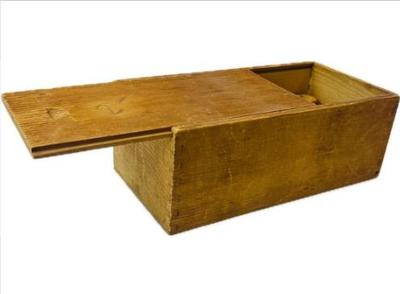 Sale Photo Thumbnail #138: Vintage Sliding Surface Pine Box With Dovetailed Contruction