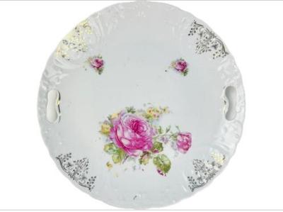 Sale Photo Thumbnail #76: Vintage Porcelain Serving Plate With Inset Open Form Handles