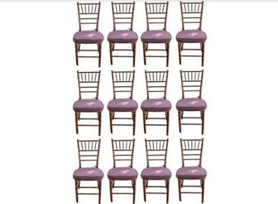 Sale Photo Thumbnail #16: 12 Bamboo Style Wood Catering Chairs With Chocolate Brown Removable Tieback Cushions