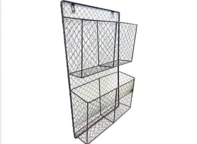 Sale Photo Thumbnail #133: Decorative Metal & Wire Hanging Shelf - Basket Design