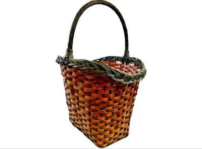 Sale Photo Thumbnail #132: Rattan Storage Basket With Green Accent