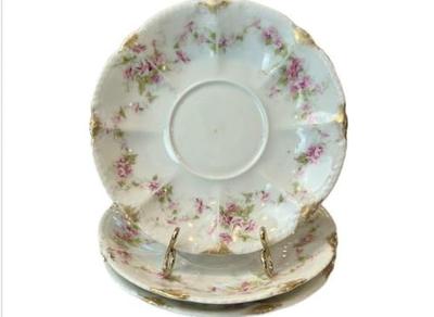 Sale Photo Thumbnail #73: Antique Haviland Limoges Porcelain Saucers - Signed "Theodore Haviland - Limoges France"