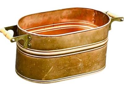 Sale Photo Thumbnail #1: Large Vintage Copper Wash Bucket - Great For Firewood