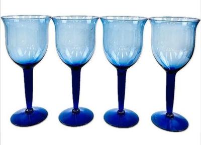 Sale Photo Thumbnail #178: Crown Corning 21 Ounce Blue Goblets (4) -
