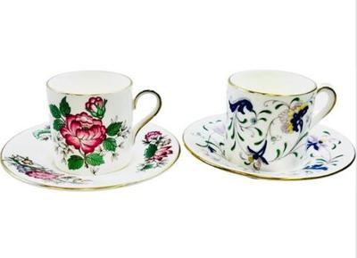 Sale Photo Thumbnail #89: Wedgwood & Coalport Porcelain Demitasse Cups & Saucers - Signed