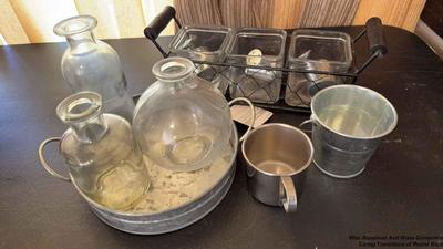 Misc aluminum and glass containers