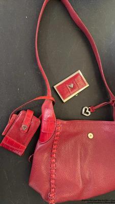 Brighton red hand bag and mirror case
