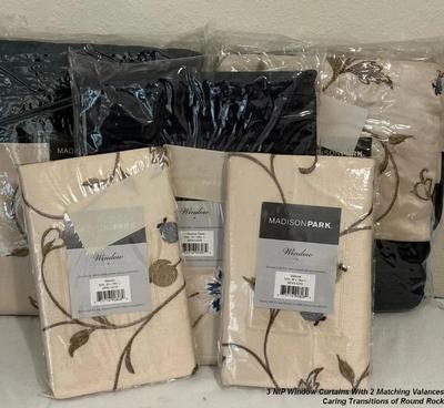 3 nip window curtains with 2 matching valances
