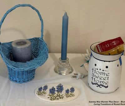 Scentsy wax warmer plus decor blue