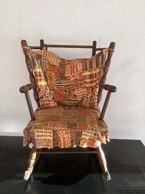 Vintage fan back childs rocking chair