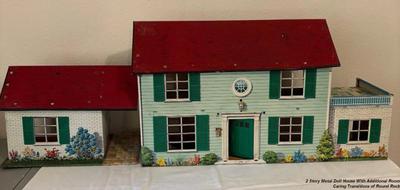 2 story metal doll house with additional room