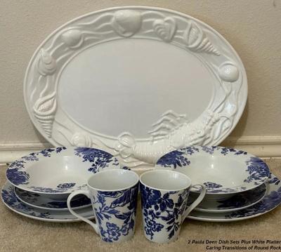 2 paula deen dish sets plus white platter