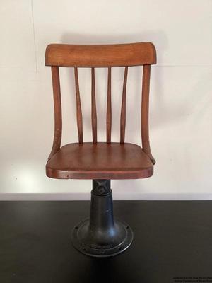 Antique cast iron base wood chair