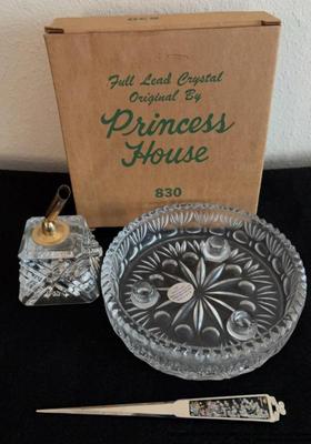 Full lead crystal candle holder pen holder plus letter opener