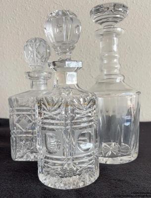 3 glass decanters