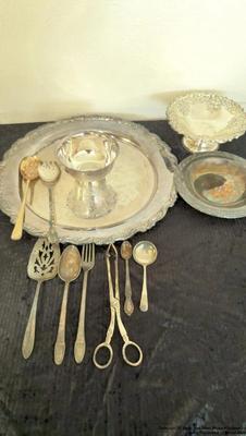 Collection of silver and silver plates kitchenware