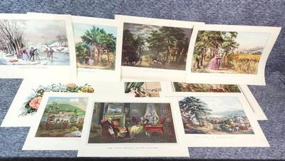 Vintage currier ives book page prints (c)