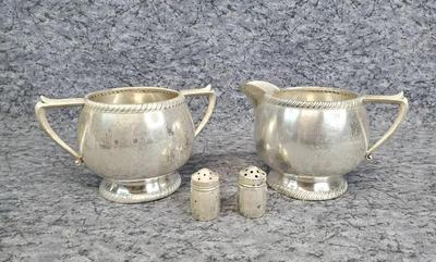 Sterling silver cream sugar and salt & pepper shakers